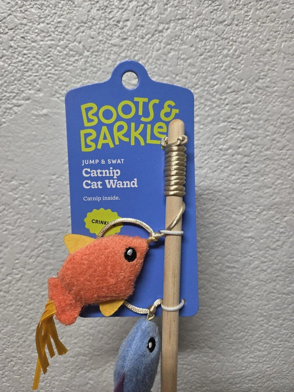 Boots & Barkley Cat Wand Toy - Orange Blue Green Fish Pack Of 3 Nwt
